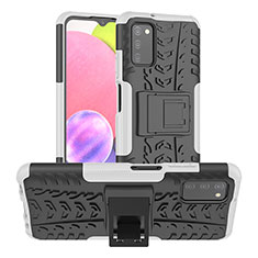 Funda Bumper Silicona y Plastico Mate Carcasa con Soporte JX2 para Samsung Galaxy M02s Plata