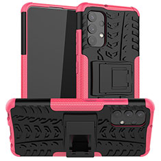 Funda Bumper Silicona y Plastico Mate Carcasa con Soporte JX2 para Samsung Galaxy M32 5G Rosa Roja