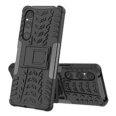 Funda Bumper Silicona y Plastico Mate Carcasa con Soporte JX2 para Sony Xperia 1 V Negro