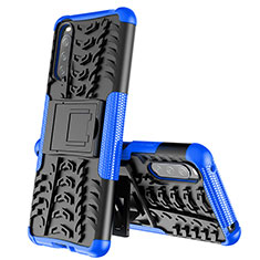 Funda Bumper Silicona y Plastico Mate Carcasa con Soporte JX2 para Sony Xperia 10 III SOG04 Azul
