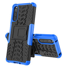 Funda Bumper Silicona y Plastico Mate Carcasa con Soporte JX2 para Sony Xperia 10 IV SO-52C Azul