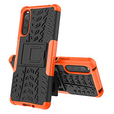 Funda Bumper Silicona y Plastico Mate Carcasa con Soporte JX2 para Sony Xperia 10 IV SO-52C Naranja