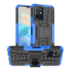 Funda Bumper Silicona y Plastico Mate Carcasa con Soporte JX2 para Vivo T1 5G India Azul