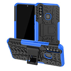 Funda Bumper Silicona y Plastico Mate Carcasa con Soporte JX2 para Vivo Y11 Azul