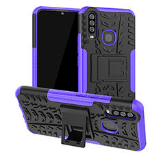 Funda Bumper Silicona y Plastico Mate Carcasa con Soporte JX2 para Vivo Y11 Morado