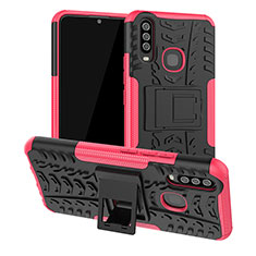 Funda Bumper Silicona y Plastico Mate Carcasa con Soporte JX2 para Vivo Y11 Rosa Roja