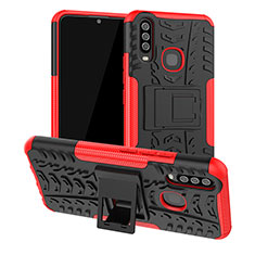 Funda Bumper Silicona y Plastico Mate Carcasa con Soporte JX2 para Vivo Y15 Rojo