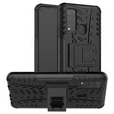 Funda Bumper Silicona y Plastico Mate Carcasa con Soporte JX2 para Vivo Y50 Negro