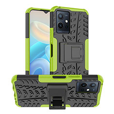 Funda Bumper Silicona y Plastico Mate Carcasa con Soporte JX2 para Vivo Y52t 5G Verde