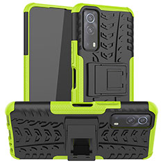 Funda Bumper Silicona y Plastico Mate Carcasa con Soporte JX2 para Vivo Y72 5G Verde