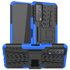 Funda Bumper Silicona y Plastico Mate Carcasa con Soporte JX2 para Vivo Y75s 5G Azul