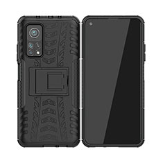 Funda Bumper Silicona y Plastico Mate Carcasa con Soporte JX2 para Xiaomi Mi 10T 5G Negro