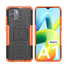 Funda Bumper Silicona y Plastico Mate Carcasa con Soporte JX2 para Xiaomi Poco C50 Naranja