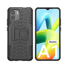 Funda Bumper Silicona y Plastico Mate Carcasa con Soporte JX2 para Xiaomi Poco C50 Negro