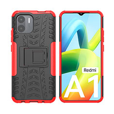 Funda Bumper Silicona y Plastico Mate Carcasa con Soporte JX2 para Xiaomi Poco C50 Rojo