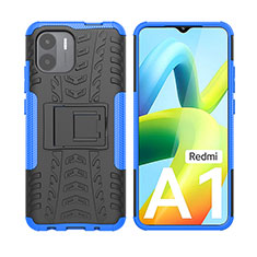 Funda Bumper Silicona y Plastico Mate Carcasa con Soporte JX2 para Xiaomi Poco C51 Azul