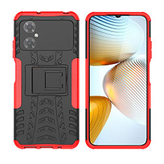 Funda Bumper Silicona y Plastico Mate Carcasa con Soporte JX2 para Xiaomi Poco M4 5G Rojo