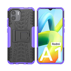 Funda Bumper Silicona y Plastico Mate Carcasa con Soporte JX2 para Xiaomi Redmi A1 Morado