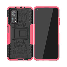 Funda Bumper Silicona y Plastico Mate Carcasa con Soporte JX2 para Xiaomi Redmi K30S 5G Rosa Roja