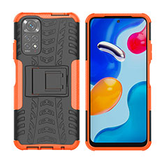 Funda Bumper Silicona y Plastico Mate Carcasa con Soporte JX2 para Xiaomi Redmi Note 11S 4G Naranja