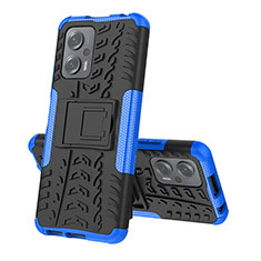 Funda Bumper Silicona y Plastico Mate Carcasa con Soporte JX2 para Xiaomi Redmi Note 11T Pro+ Plus 5G Azul