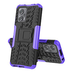 Funda Bumper Silicona y Plastico Mate Carcasa con Soporte JX2 para Xiaomi Redmi Note 11T Pro+ Plus 5G Morado