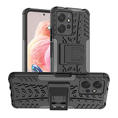 Funda Bumper Silicona y Plastico Mate Carcasa con Soporte JX2 para Xiaomi Redmi Note 12 4G Negro