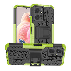 Funda Bumper Silicona y Plastico Mate Carcasa con Soporte JX2 para Xiaomi Redmi Note 12 4G Verde