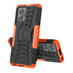 Funda Bumper Silicona y Plastico Mate Carcasa con Soporte JX2 para Xiaomi Redmi Note 12T Pro 5G Naranja