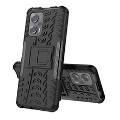 Funda Bumper Silicona y Plastico Mate Carcasa con Soporte JX2 para Xiaomi Redmi Note 12T Pro 5G Negro