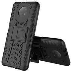 Funda Bumper Silicona y Plastico Mate Carcasa con Soporte JX2 para Xiaomi Redmi Note 9 5G Negro