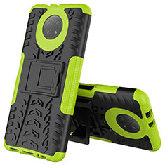 Funda Bumper Silicona y Plastico Mate Carcasa con Soporte JX2 para Xiaomi Redmi Note 9 5G Verde