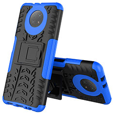 Funda Bumper Silicona y Plastico Mate Carcasa con Soporte JX2 para Xiaomi Redmi Note 9T 5G Azul