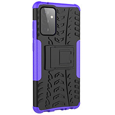 Funda Bumper Silicona y Plastico Mate Carcasa con Soporte JX3 para Samsung Galaxy A72 4G Morado