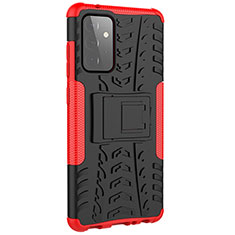 Funda Bumper Silicona y Plastico Mate Carcasa con Soporte JX3 para Samsung Galaxy A72 4G Rojo