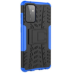 Funda Bumper Silicona y Plastico Mate Carcasa con Soporte JX3 para Samsung Galaxy A72 5G Azul