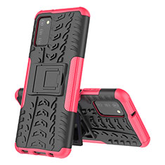 Funda Bumper Silicona y Plastico Mate Carcasa con Soporte JX4 para Samsung Galaxy M02s Rosa Roja