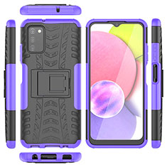 Funda Bumper Silicona y Plastico Mate Carcasa con Soporte JX5 para Samsung Galaxy A02s Morado