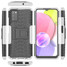 Funda Bumper Silicona y Plastico Mate Carcasa con Soporte JX5 para Samsung Galaxy A02s Plata