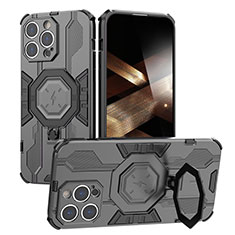 Funda Bumper Silicona y Plastico Mate Carcasa con Soporte K01C para Apple iPhone 16 Pro Max Negro