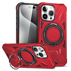 Funda Bumper Silicona y Plastico Mate Carcasa con Soporte K02C para Apple iPhone 14 Pro Max Rojo