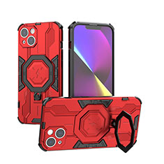 Funda Bumper Silicona y Plastico Mate Carcasa con Soporte K02C para Apple iPhone 14 Rojo