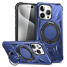 Funda Bumper Silicona y Plastico Mate Carcasa con Soporte K02C para Apple iPhone 16 Pro Max Azul