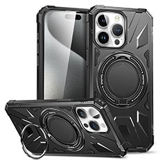 Funda Bumper Silicona y Plastico Mate Carcasa con Soporte K02C para Apple iPhone 16 Pro Max Negro