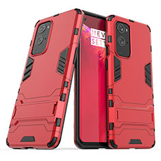 Funda Bumper Silicona y Plastico Mate Carcasa con Soporte KC1 para OnePlus 9 Pro 5G Rojo