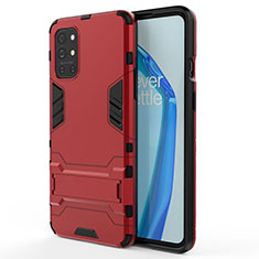 Funda Bumper Silicona y Plastico Mate Carcasa con Soporte KC1 para OnePlus 9R 5G Rojo