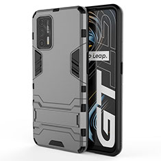 Funda Bumper Silicona y Plastico Mate Carcasa con Soporte KC1 para Realme GT 5G Gris