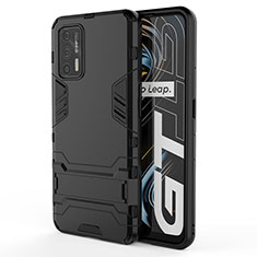 Funda Bumper Silicona y Plastico Mate Carcasa con Soporte KC1 para Realme GT Neo 5G Negro