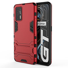 Funda Bumper Silicona y Plastico Mate Carcasa con Soporte KC1 para Realme GT Neo 5G Rojo