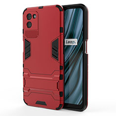 Funda Bumper Silicona y Plastico Mate Carcasa con Soporte KC1 para Realme V11 5G Rojo